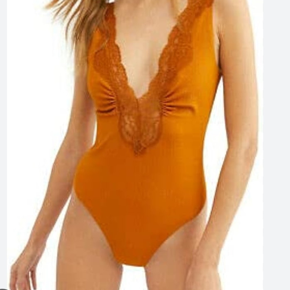 Free people first call bodysuit in mustard